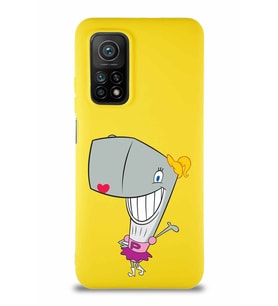 Xiaomi Mi 10T Soft Premier Kapak Pearl Yengeç Tasarımlı Silikon Kılıf - Sarı (Şeffaf)