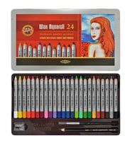 Koh-i Noor Wax Aquarell Balmumu Kalın Boya Kalemi 24 Renk Metal Kutu 