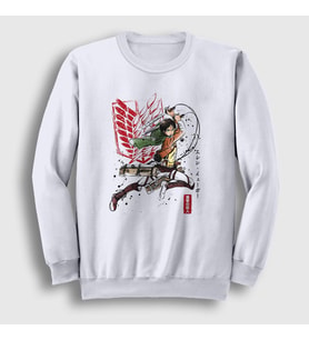 Presmono Unisex Beyaz Soldier Eren Yeager Anime Attack On Titan Sweatshirt 316281tt