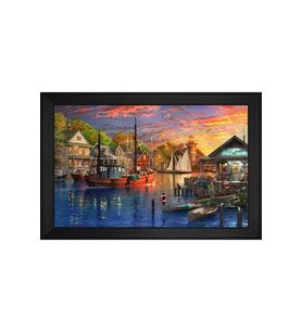 Manzara Temalı Kanvas Tablo 80 x 110 cm Siyah Çerçeve