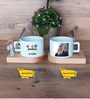 Bankacı Kupa Bardak Ahşap Altlıklı Kısa Fotoğraflı Bankacılar Günü Hediyesi