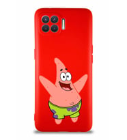 Oppo Reno 4 Lite Soft Premier Kapak Patrick Yıldız Tasarımlı Silikon Kılıf - Kırmızı (Şeffaf)