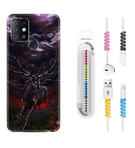 INFINIX Hot 8 9 10 11S Hot 10 Play 10T Kılıf Kablo Koruma Spiral Silikon Dark Deer 1786