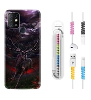 INFINIX Hot 8 9 10 11S Hot 10 Play 10T Kılıf Kablo Koruma Spiral Silikon Dark Deer 1786