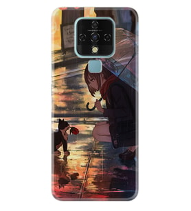 Tecno Camon 16 18P Pova Pova 3 Pova Neo Kılıf Desemli Silikon Kız ve Kedi 1762