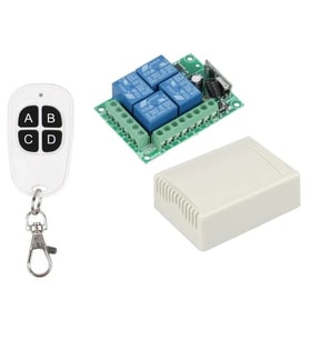 433MHz RF 4 Kanal Röle Modül DC 12V 4 Buton Kumanda Kablosuz Motor Pompa Fan Lamba Perde Akıllı Ev