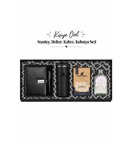 Kişiye Özel Hediye Seti Stanley Termos & Kahve & Cam Şişe Kolonya Premium Hediye Seti