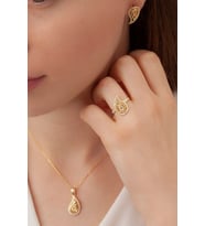 Kadın Gümüş Takı Seti Rumi Model Gold