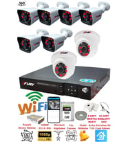 FURY 2 İç 6 Dış Kameralı 5mp Lens 2mp Görüntü Gece Görüşlü Full Hd Güvenlik Kamerası 14125525 500 GB