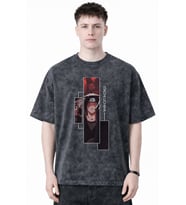 Itachi Uchiha Naruto Anime Baskılı Unisex Oversize Eskitme Yıkamalı Tişört