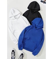 Unisex Düz 3' Lü Baskısız Kapüşonlu Oversize Sweatshirt (Bej)