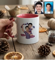 Kişiye Özel Karikatürlü Bordo Mavi Taraftar Baba Oğul Kupa Bardak Babalar Günü Hediyesi