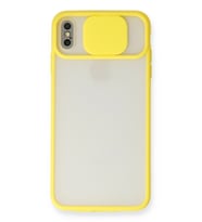 Iphone X Kılıf Palm Buzlu Kamera Sürgülü Silikon - Sarı