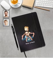 Kişiye Özel Babalar Günü Baba Kız Çocuk Karikatürlü Siyah Defter Kalem Hediye Seti Model-2