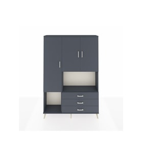 Arges Gardrop 6 Raflı 3 Çekmeceli 3 Kapaklı 132x30x195 Antrasit-Antrasit