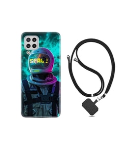 Samsung Galaxy A12 Kılıf Resimli Desenli Silikon Boyun Askılı Space 1854