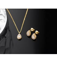 925 Ayar Gümüş Nisan Ayı Doğum Taşı ( Diamond ) Kolye - Küpe Seti