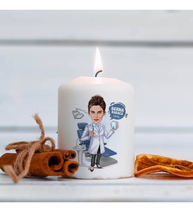 Kişiye Özel Diş Hekimi Kadın Karikatürlü Mum