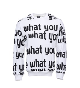 Beyaz Baskılı Bisiklet Yaka Sweatshirt - Wessi