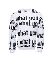 Beyaz Baskılı Bisiklet Yaka Sweatshirt - Wessi