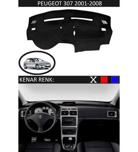 Peugeot 307 2001-2008 Için Uygun Torpido Koruma Halısı Siyah Kenar Renk Siyah