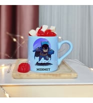 Batman Tasarımlı Kişiye Özel Mavi Türk Kahvesi Fincan