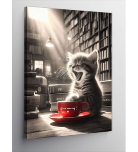 Kanvas Tablo Kahve Ve Kedi