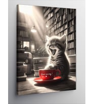 Kanvas Tablo Kahve Ve Kedi