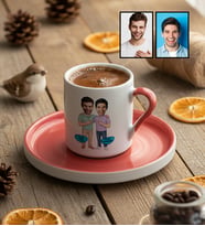 Kişiye Özel Karikatürlü Kankaya Erkek Kardeşe Abiye Hediye Türk Kahvesi Fincanı Doğum Günü Hediyesi