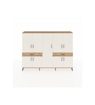 Arges Dolap 12 Raflı 2 Çekmeceli 8 Kapaklı 220x30x163 Çam-Aytaşı/Çam