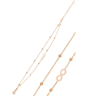 Gümüş rose top top çift zincirli sonsuzluk bileklik SGTL11868ROSE