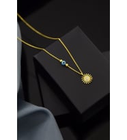 925 Ayar Gümüş Dorika Toplu Güneş Kolye (Gold)