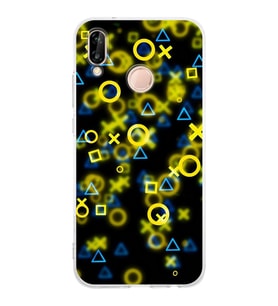 Huawei P20 Lite  Kamera korumalı Kapak Semboller Tasarımlı  Şeffaf Kılıf