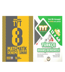 Metin TYT Matematik 8 Deneme ve Süre Türkçe 12 x 40 Branş Denemesi Seti 2 Kitap
