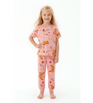 Kız Çocuk %100 Pamuk ve Baskılı Pijama Takımı 3-8 Yaş 12720IS MODANINO