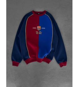 OVERSIZE BARCA BORDO MAVİ SWEATSHIRT - MES QUE UN CLUB BARCELONA SWEAT