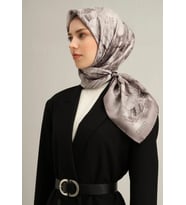 Armine Sura İpek Eşarp 9326 - 81 Gri Karışık Desen