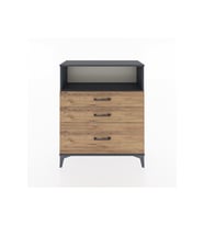 Arges Şifonyer Tek Raflı 3 Çekmeceli 88x30x106 Antrasit-Çam
