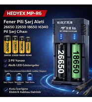 Hedyex MP-R6 Fener Pili Şarj Aleti 2li Display 26650 22650 18650 16340 14500 Pil Şarj Cihazı