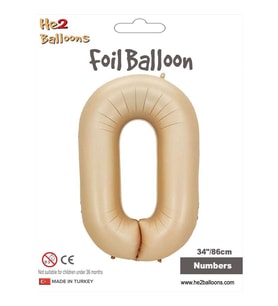 0 Rakam Karamel Folyo Balon 34"