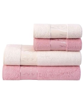 Romans Bambu 4lü Banyo Havlu Takımı Pembe/Krem