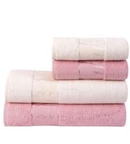 Romans Bambu 4lü Banyo Havlu Takımı Pembe/Krem