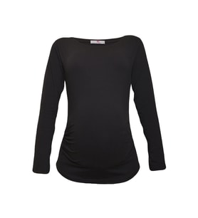 LuvmaBelly 2301-2309 Pamuklu Uzun Kollu Hamile T-Shirt (Siyah)