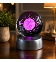 3D Satürn Kız Samanyolu Işıklı Kristal Küre 8cm*6cm