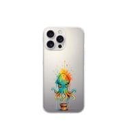 iPhone 16 Pro Max ile uyumlu Splash ahtapot tasarımlı şeffaf silikon kılıf