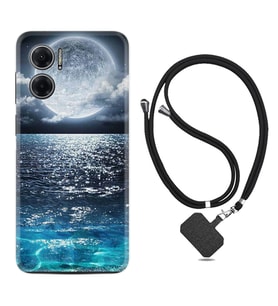 Xiaomi Redmi Note 11E Kılıf Resimli Boyun Askılı İpli Desenli Silikon Great Moon 1301