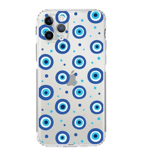 PrintiFy 11 Pro Max ile Uyumlu Nazar Boncuğu 1 Baskılı Kamera Korumalı Şeffaf Silikon Kılıf
