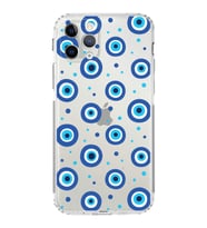 PrintiFy 11 Pro Max ile Uyumlu Nazar Boncuğu 1 Baskılı Kamera Korumalı Şeffaf Silikon Kılıf