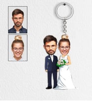 Kişiye Özel En Mutlu Gelin Damat Tasarımlı Karikatür Anahtarlık