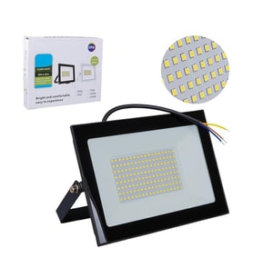 100 Watt - 220 Volt 6500K IP66 150* Işık Açısı Siyah Slim Kasa Beyaz Led Projektör (4767)
